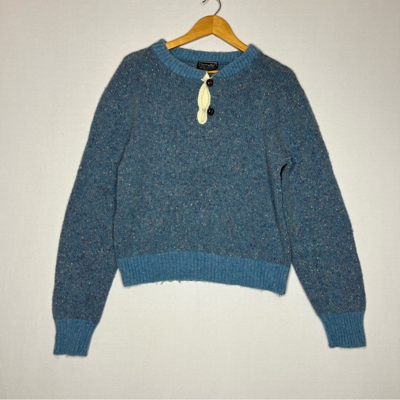 Vintage Bernette Virgin Wool Blue Pullover Sweater Women Size M - Picture 1 of 7
